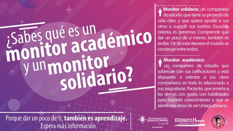 ¿Sabes qué es un monitor académico y un monitor solidario?