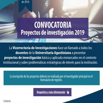 Convocatoria para proyectos de Investigación 2018 Universitaria Agustiniana