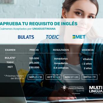 Aprueba tus requisitos de inglés en la UNIAGUSTINIANA
